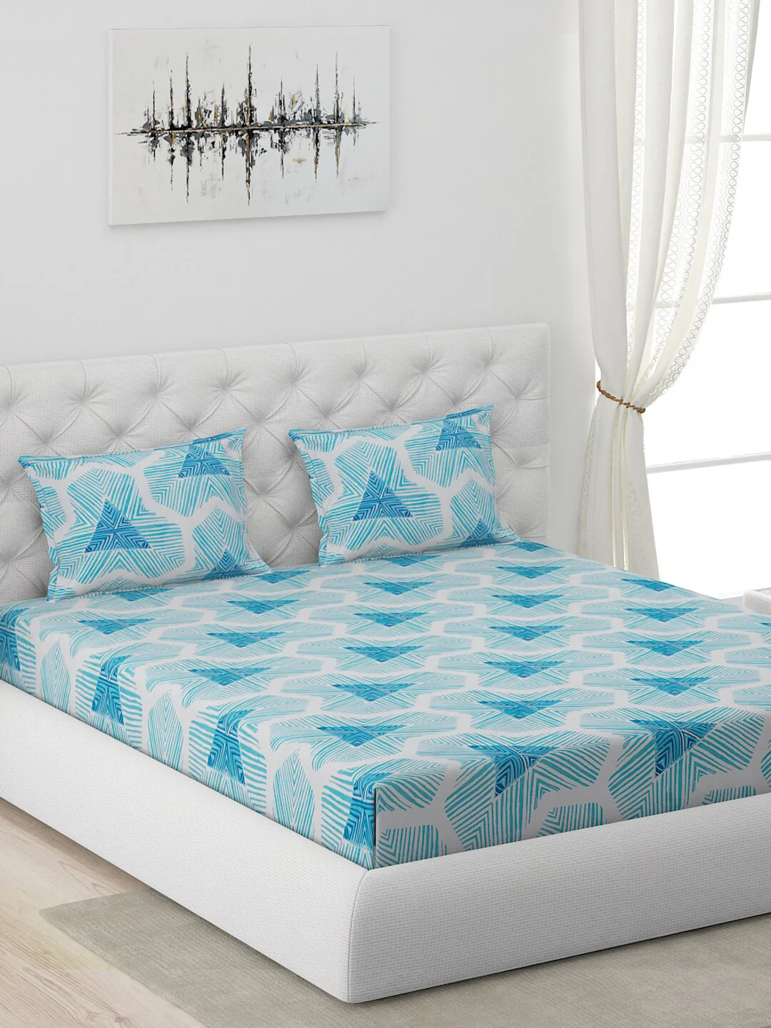 120 GSM Polyester Queen Bed 1 Bedsheet with 2 Pillow Covers (Dazzle) - Image 3