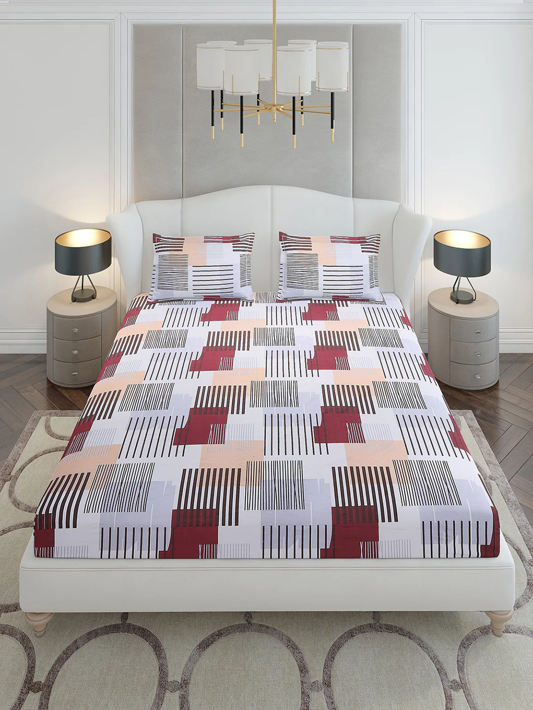 120 GSM Polyester Queen Size 1 Bedsheet with 2 Pillow Covers (Occasion) - Image 2