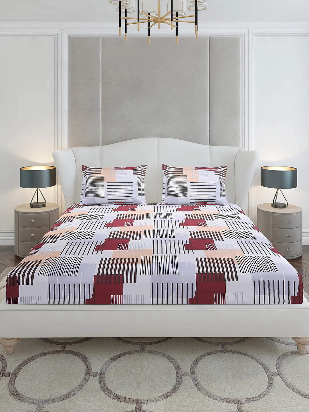 120 GSM Polyester Queen Size 1 Bedsheet with 2 Pillow Covers (Occasion) - Image 3