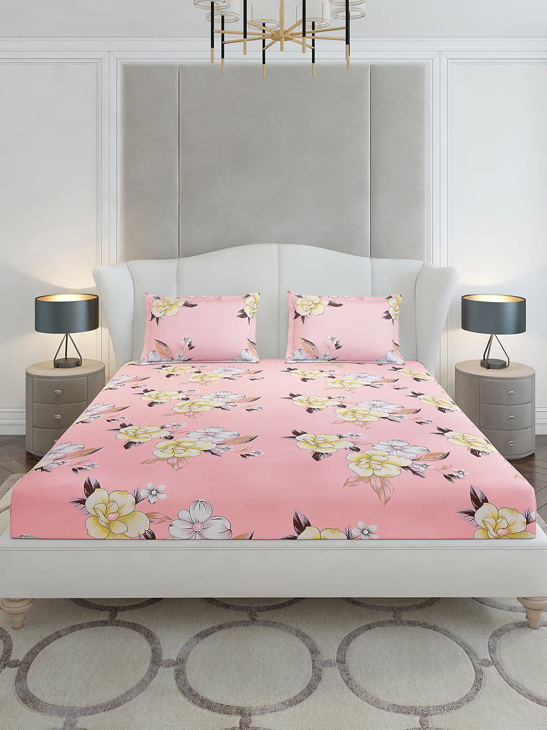 120 GSM Polyester Queen Size 1 Bedsheet with 2 Pillow Covers (Occasion) - Image 3