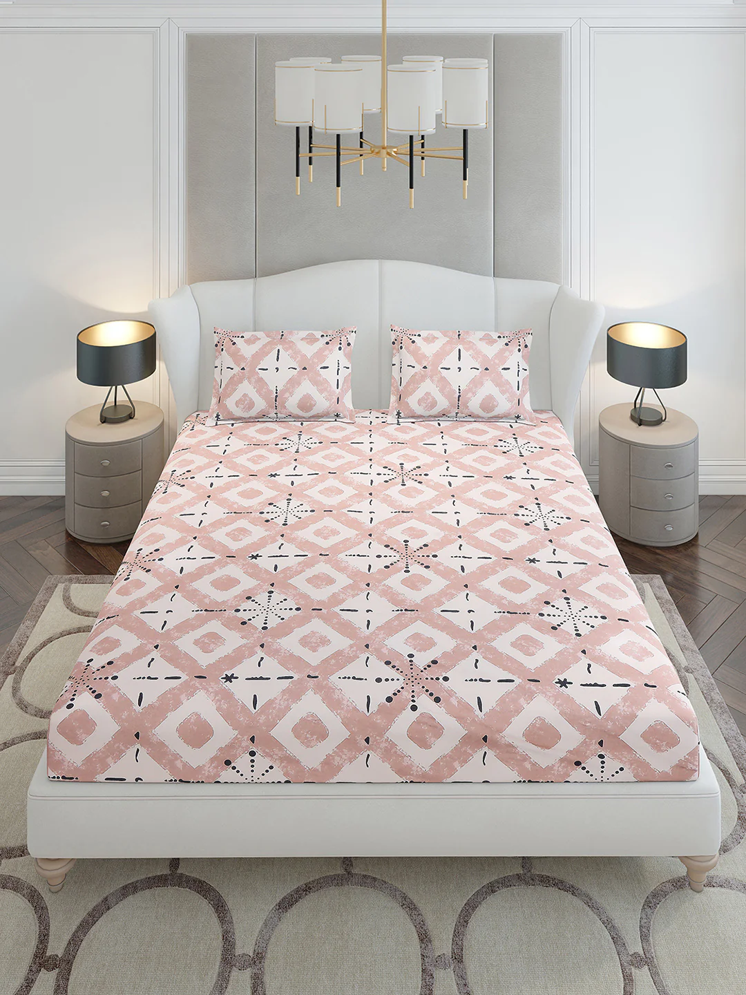 120 GSM Polyester Queen Size 1 Bedsheet with 2 Pillow Covers (Occasion) - Image 2