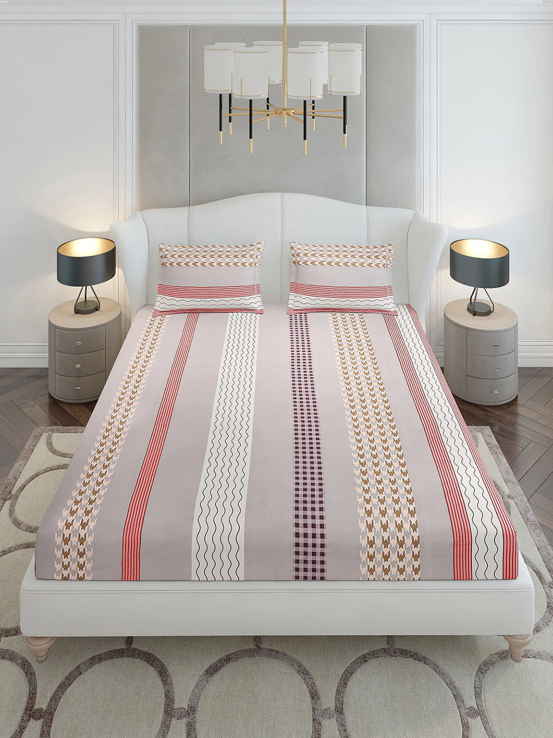 120 GSM Polyester Queen Size 1 Bedsheet with 2 Pillow Covers (Occasion) - Image 2