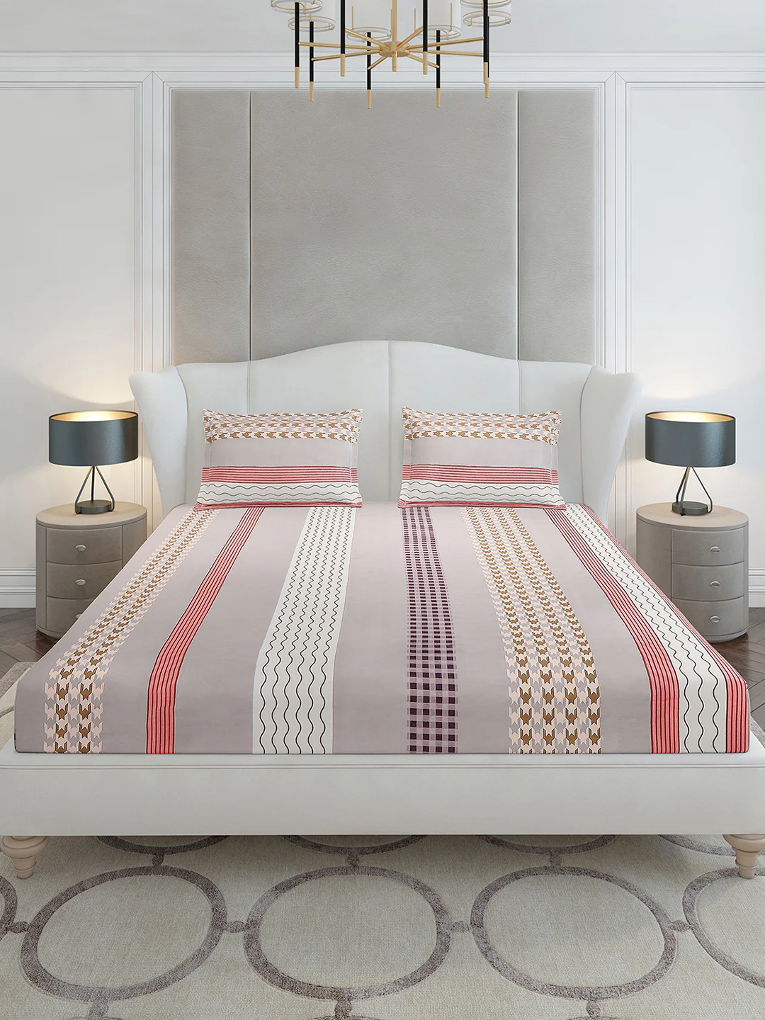 120 GSM Polyester Queen Size 1 Bedsheet with 2 Pillow Covers (Occasion) - Image 3
