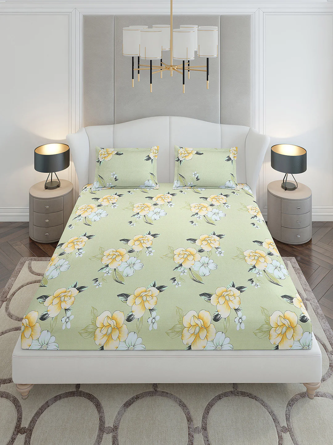 120 GSM Polyester Queen Size 1 Bedsheet with 2 Pillow Covers (Occasion) - Image 2