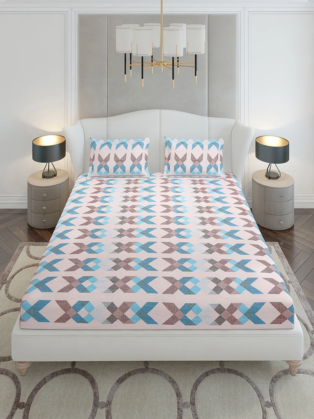 120 GSM Polyester Queen Size 1 Bedsheet with 2 Pillow Covers (Occasion) - Image 2