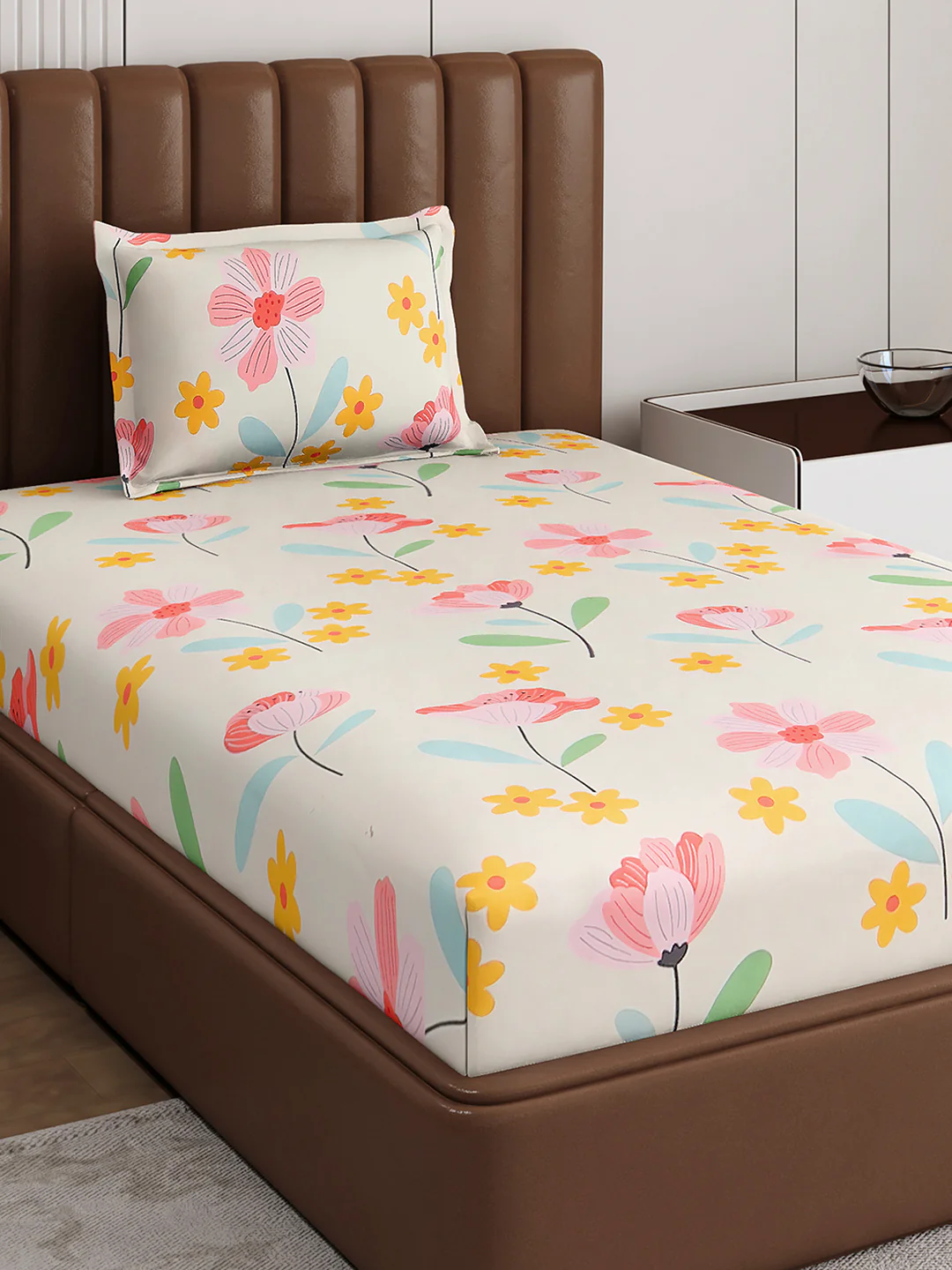 120 GSM Polyester Single Bedsheet with 1 Pillow Cover (Pixel) - Image 4