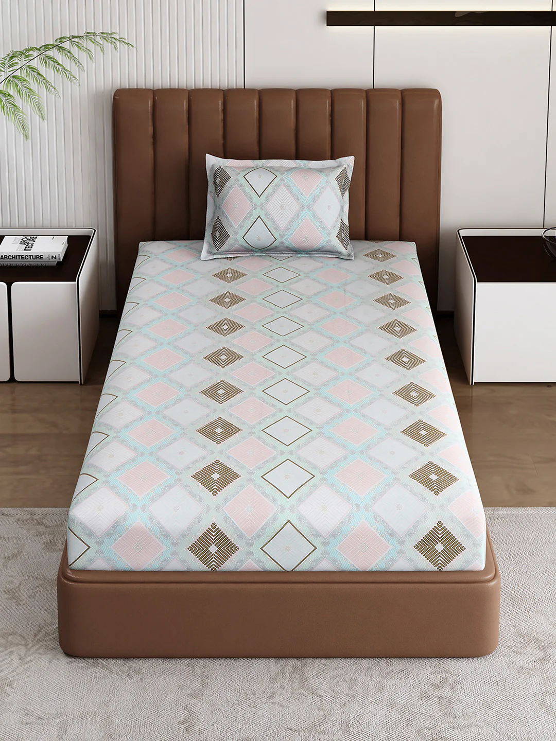 120 GSM Polyester Single Bedsheet with 1 Pillow Cover (Pixel) - Image 2