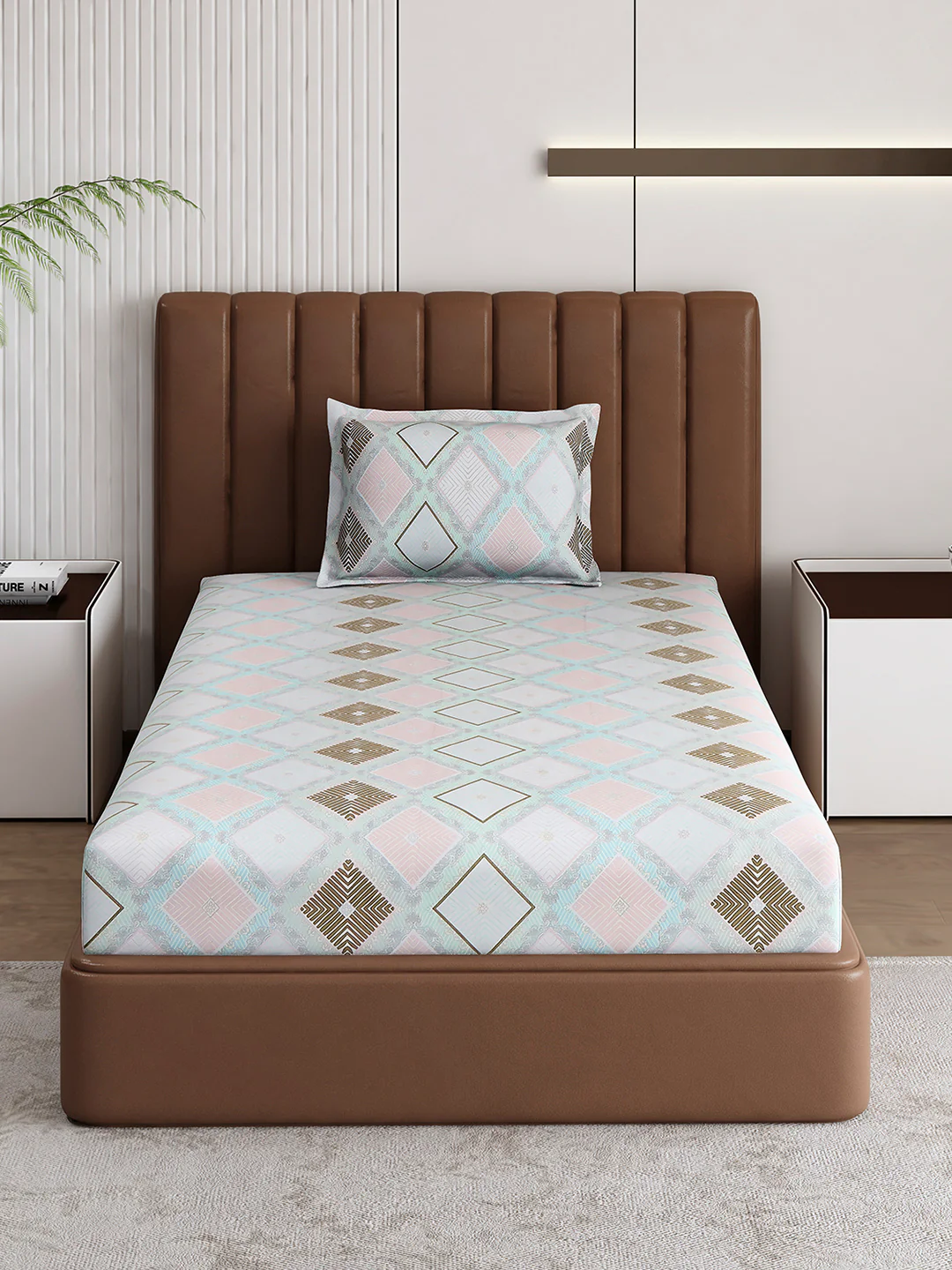 120 GSM Polyester Single Bedsheet with 1 Pillow Cover (Pixel) - Image 3