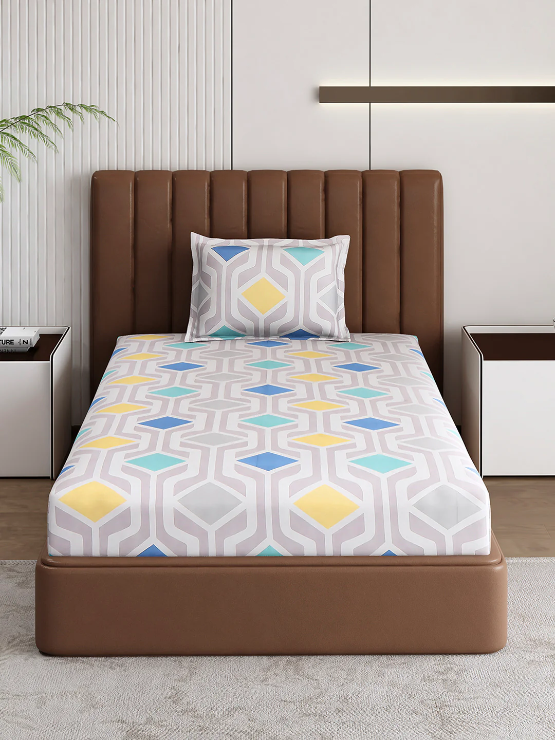 120 GSM Polyester Single Bedsheet with 1 Pillow Cover (Pixel) - Image 3