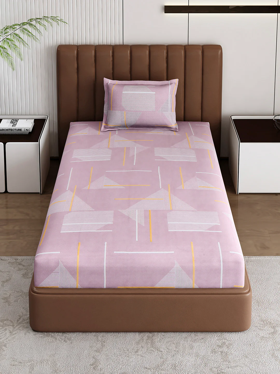 120 GSM Polyester Single Bedsheet with 1 Pillow Cover (Pixel) - Image 2