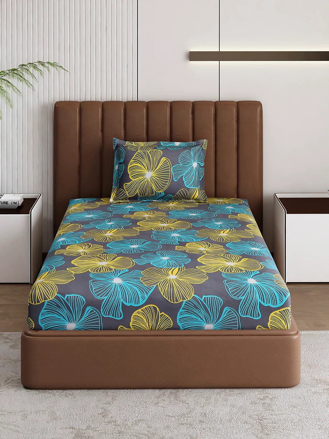 120 GSM Polyester Single Bedsheet with 1 Pillow Cover (Pixel) - Image 3