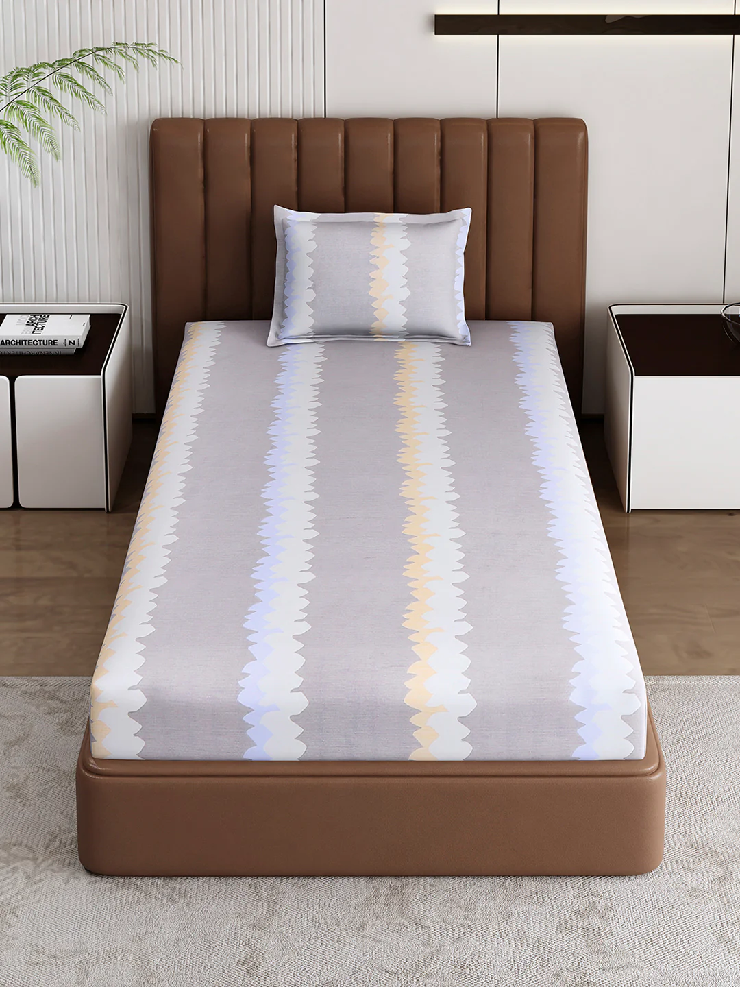 120 GSM Polyester Single Bedsheet with 1 Pillow Cover (Pixel) - Image 2