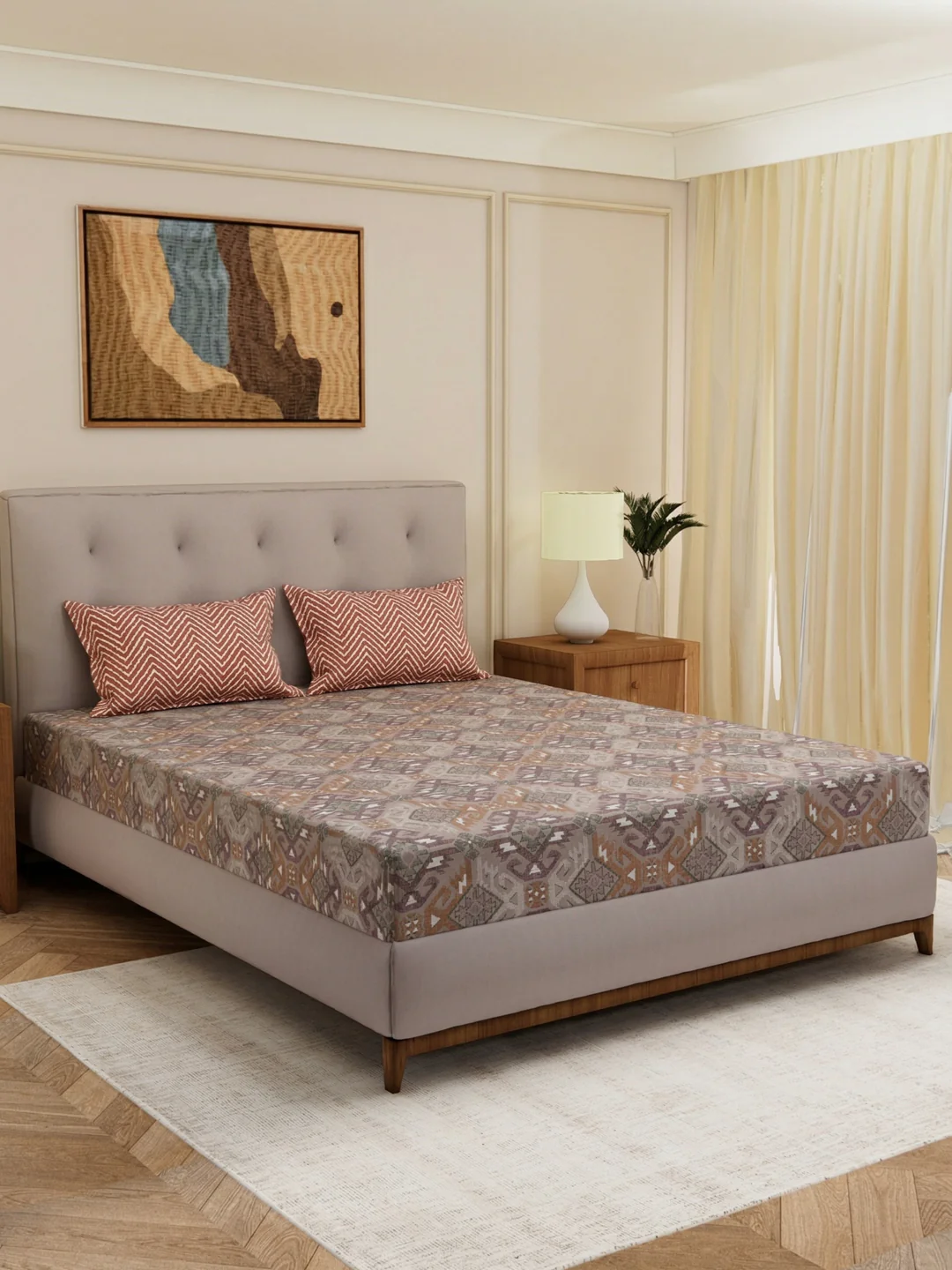 MOCA by Monte Carlo 120 TC Polycotton Double Bed Bedsheet with 2 Pillow Covers Paradise Collection - Image 2