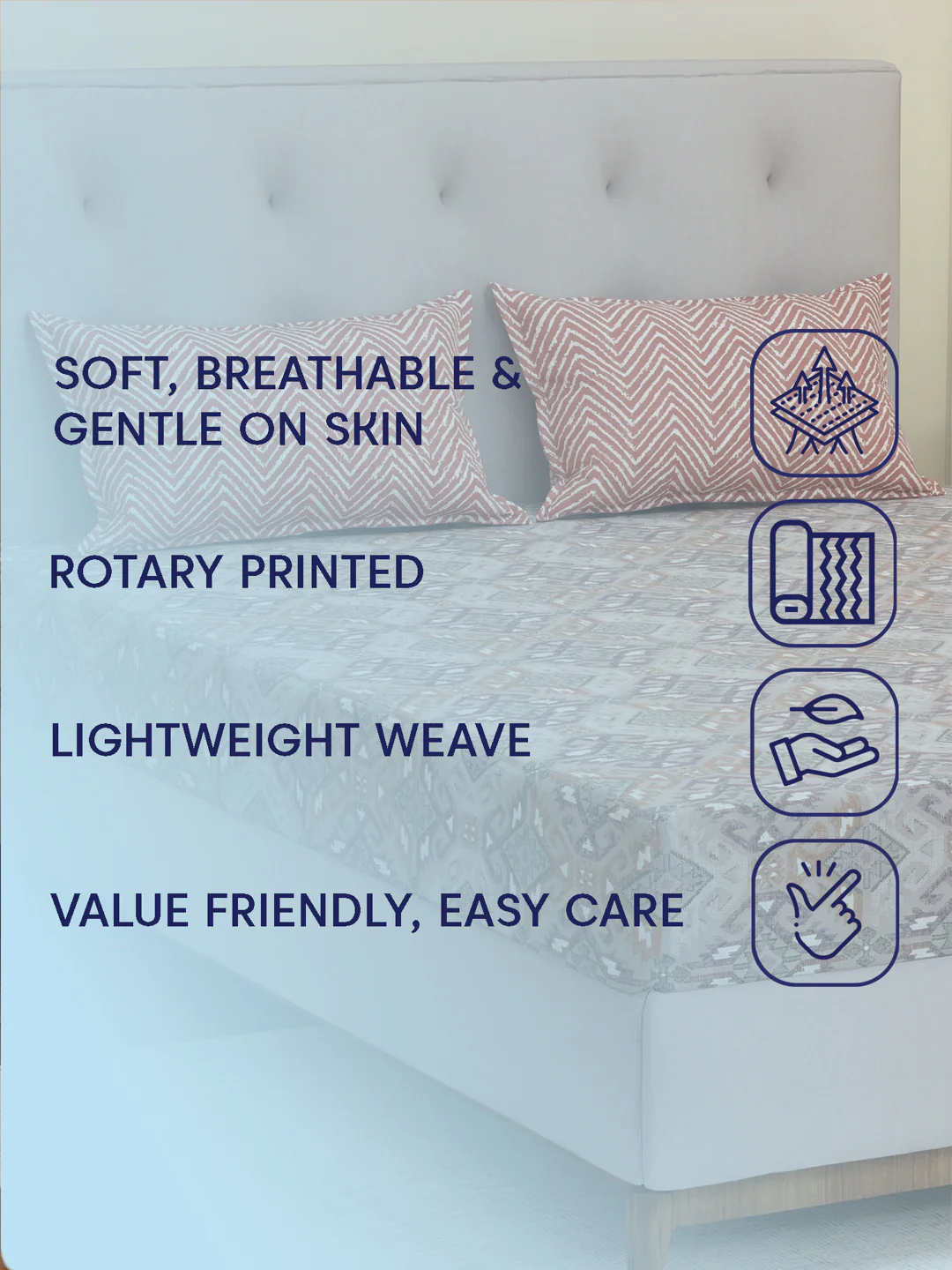 MOCA by Monte Carlo 120 TC Polycotton Double Bed Bedsheet with 2 Pillow Covers Paradise Collection - Image 9