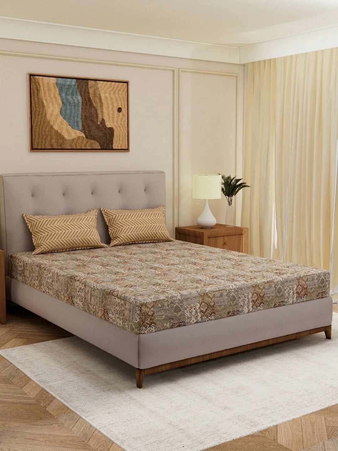MOCA by Monte Carlo 120 TC Polycotton Double Bed Bedsheet with 2 Pillow Covers Paradise Collection - Image 2