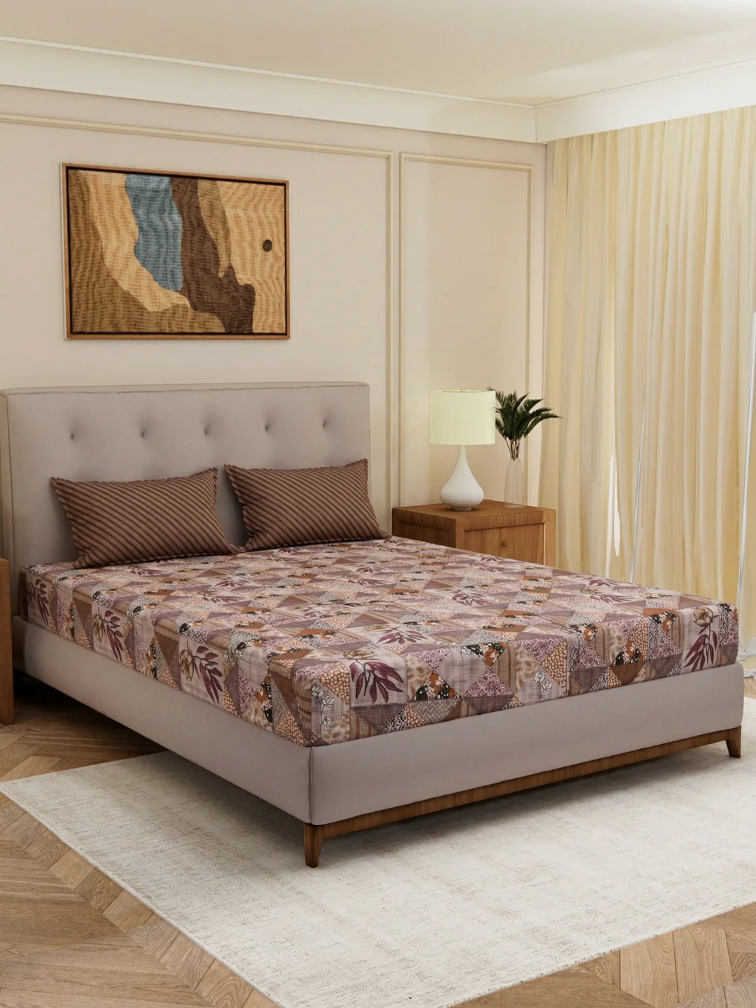 MOCA by Monte Carlo 120 TC Polycotton Double Bed Bedsheet with 2 Pillow Covers Paradise Collection - Image 2