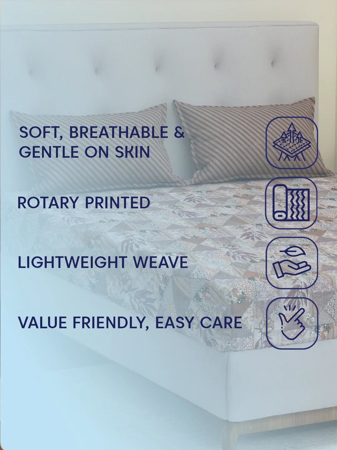 MOCA by Monte Carlo 120 TC Polycotton Double Bed Bedsheet with 2 Pillow Covers Paradise Collection - Image 9