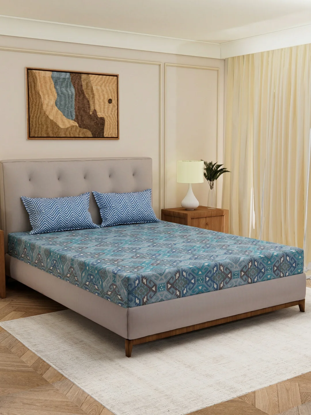 MOCA by Monte Carlo 120 TC Polycotton Double Bed Bedsheet with 2 Pillow Covers Paradise Collection - Image 2