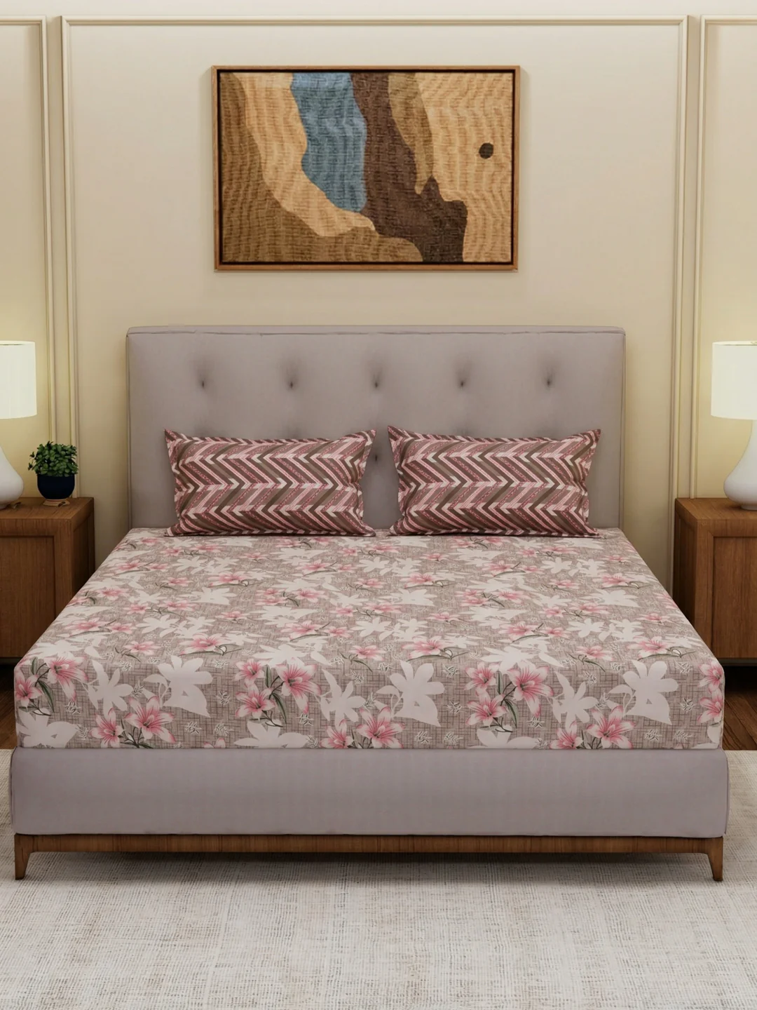 MOCA by Monte Carlo 120 TC Polycotton Double Bed Bedsheet with 2 Pillow Covers Paradise Collection - Image 3