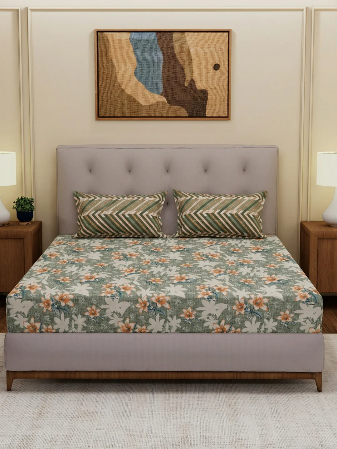 MOCA by Monte Carlo 120 TC Polycotton Double Bed Bedsheet with 2 Pillow Covers Paradise Collection - Image 3