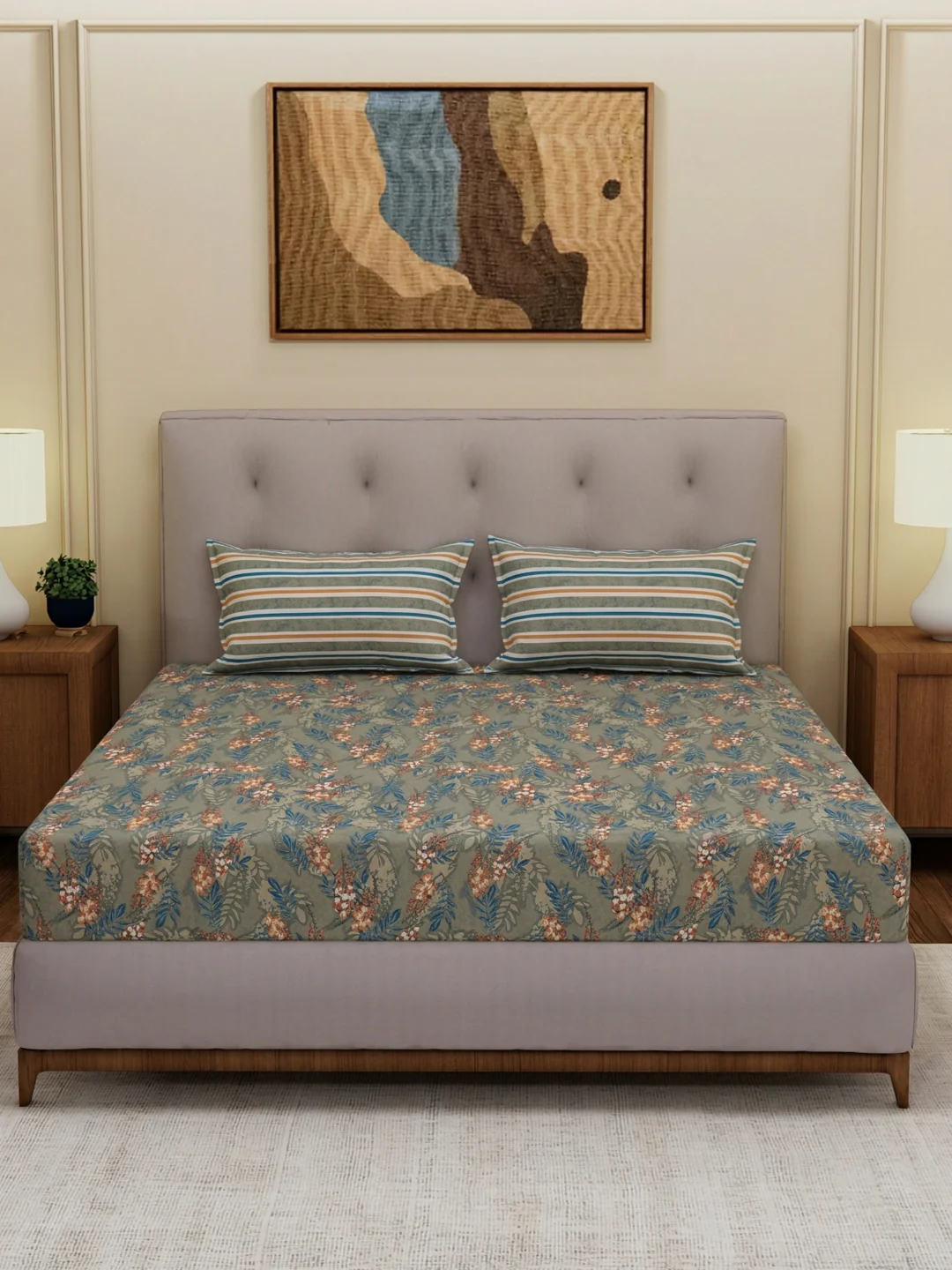 MOCA by Monte Carlo 120 TC Polycotton Double Bed Bedsheet with 2 Pillow Covers Paradise Collection - Image 3