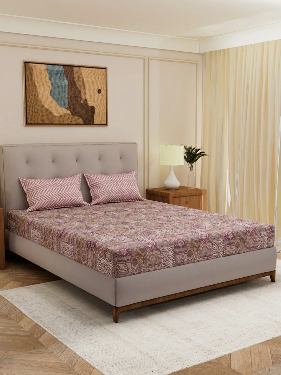 MOCA by Monte Carlo 120 TC Polycotton Double Bed Bedsheet with 2 Pillow Covers Paradise Collection - Image 2