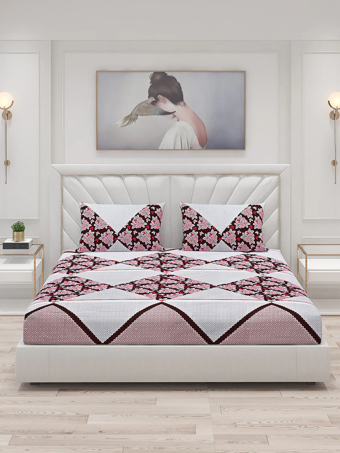 125 GSM Polyester Double Bed Bedsheet with 2 Pillow Covers - Image 3
