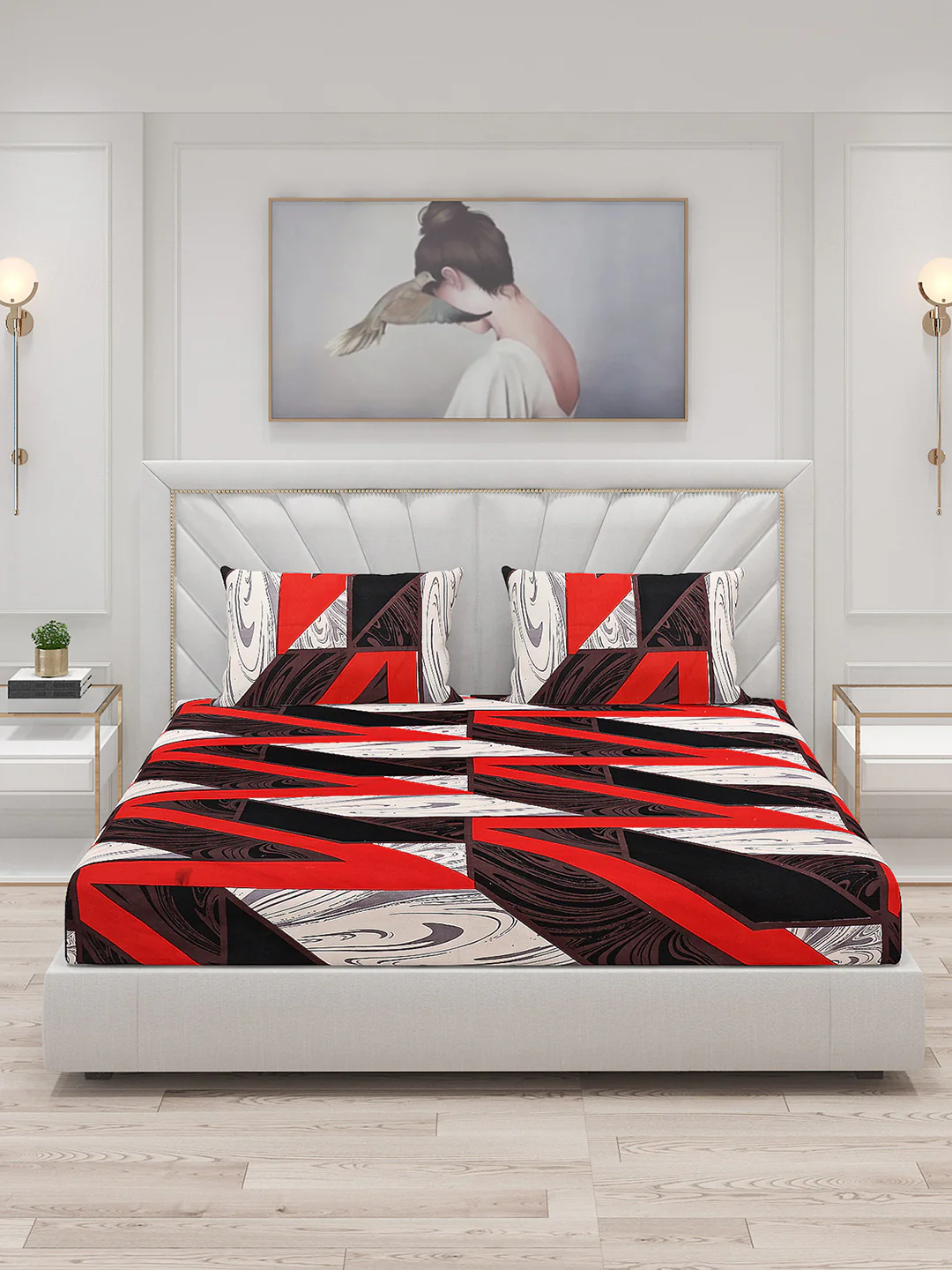 125 GSM Polyester Double Bed Bedsheet with 2 Pillow Covers - Image 3