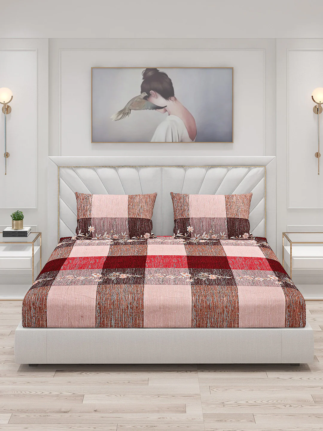 125 GSM Polyester Double Bed Bedsheet with 2 Pillow Covers - Image 3
