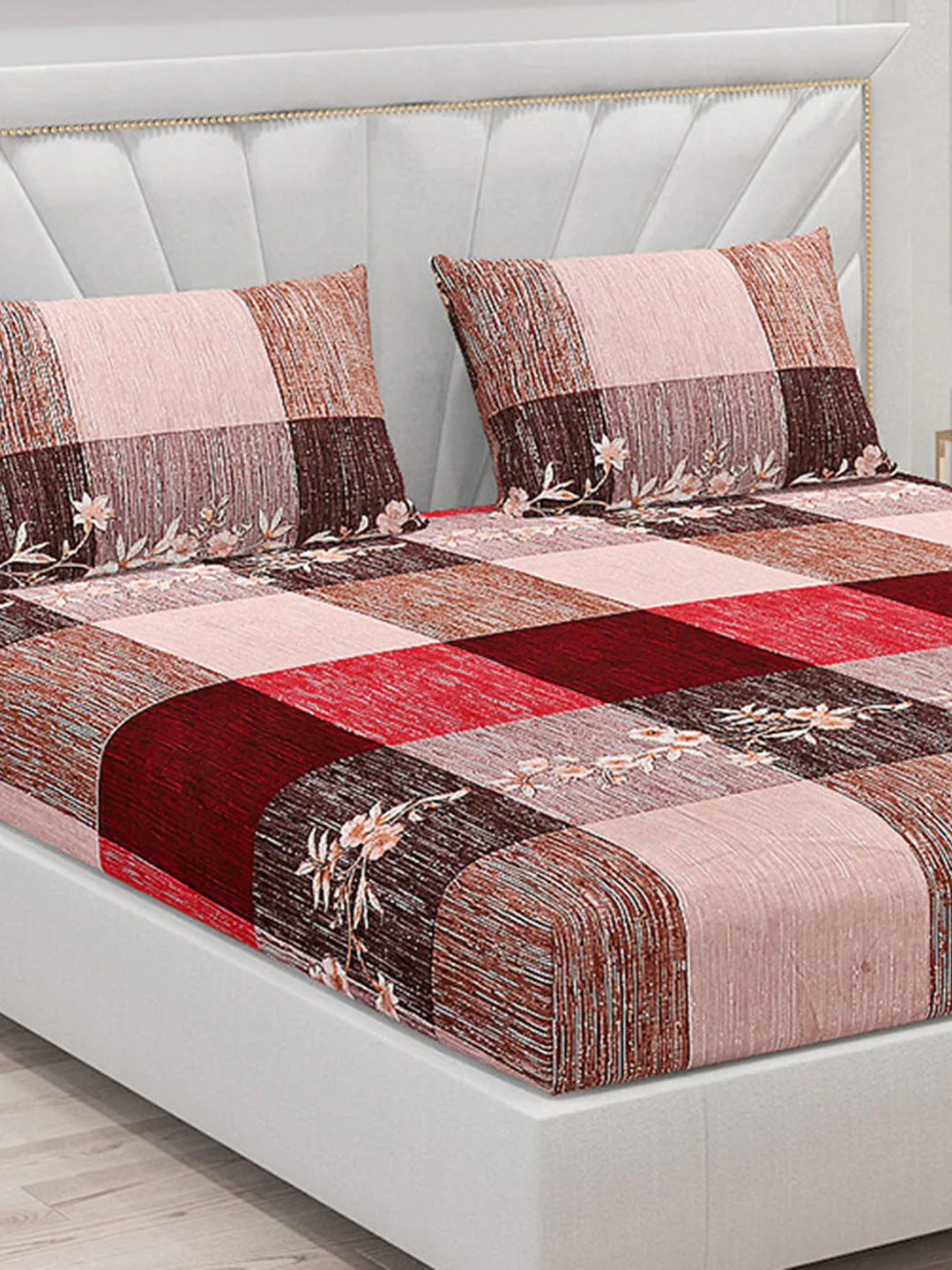 125 GSM Polyester Double Bed Bedsheet with 2 Pillow Covers - Image 5