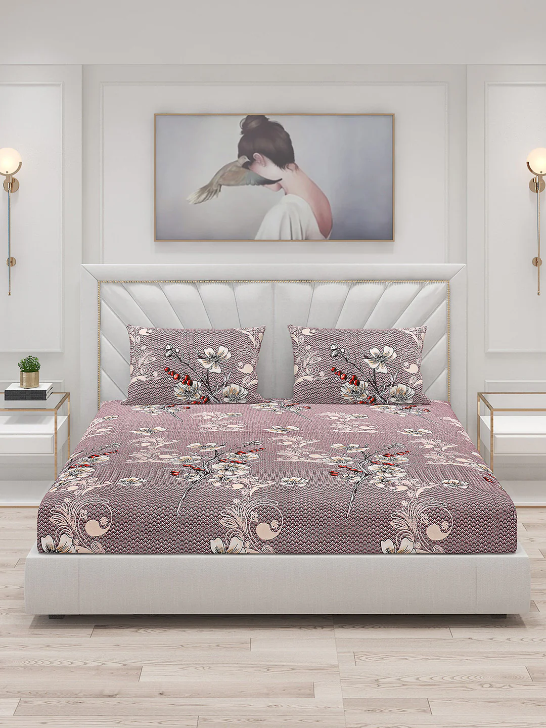 125 GSM Polyester Double Bed Bedsheet with 2 Pillow Covers - Image 3