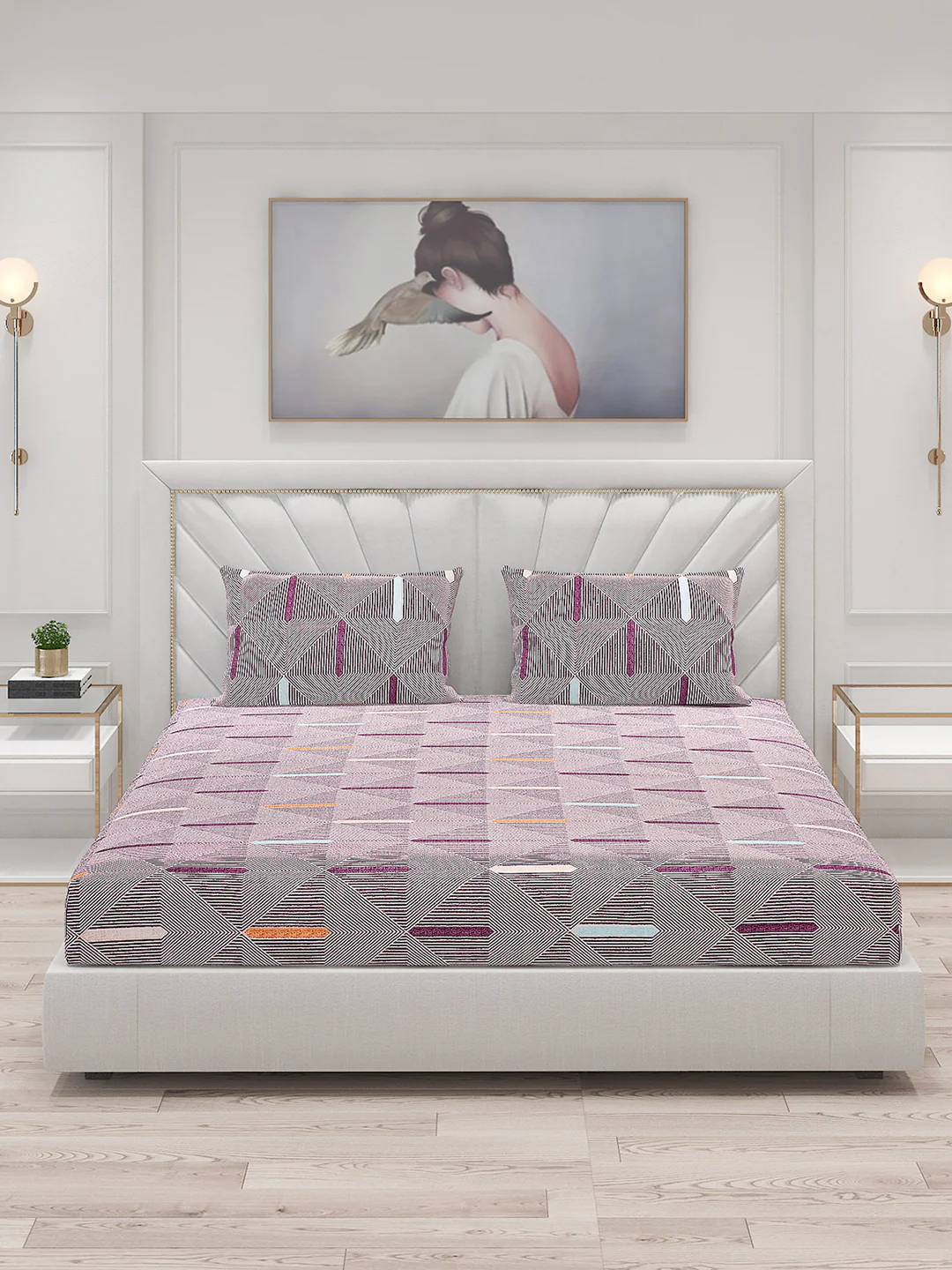125 GSM Polyester Double Bed Bedsheet with 2 Pillow Covers - Image 3