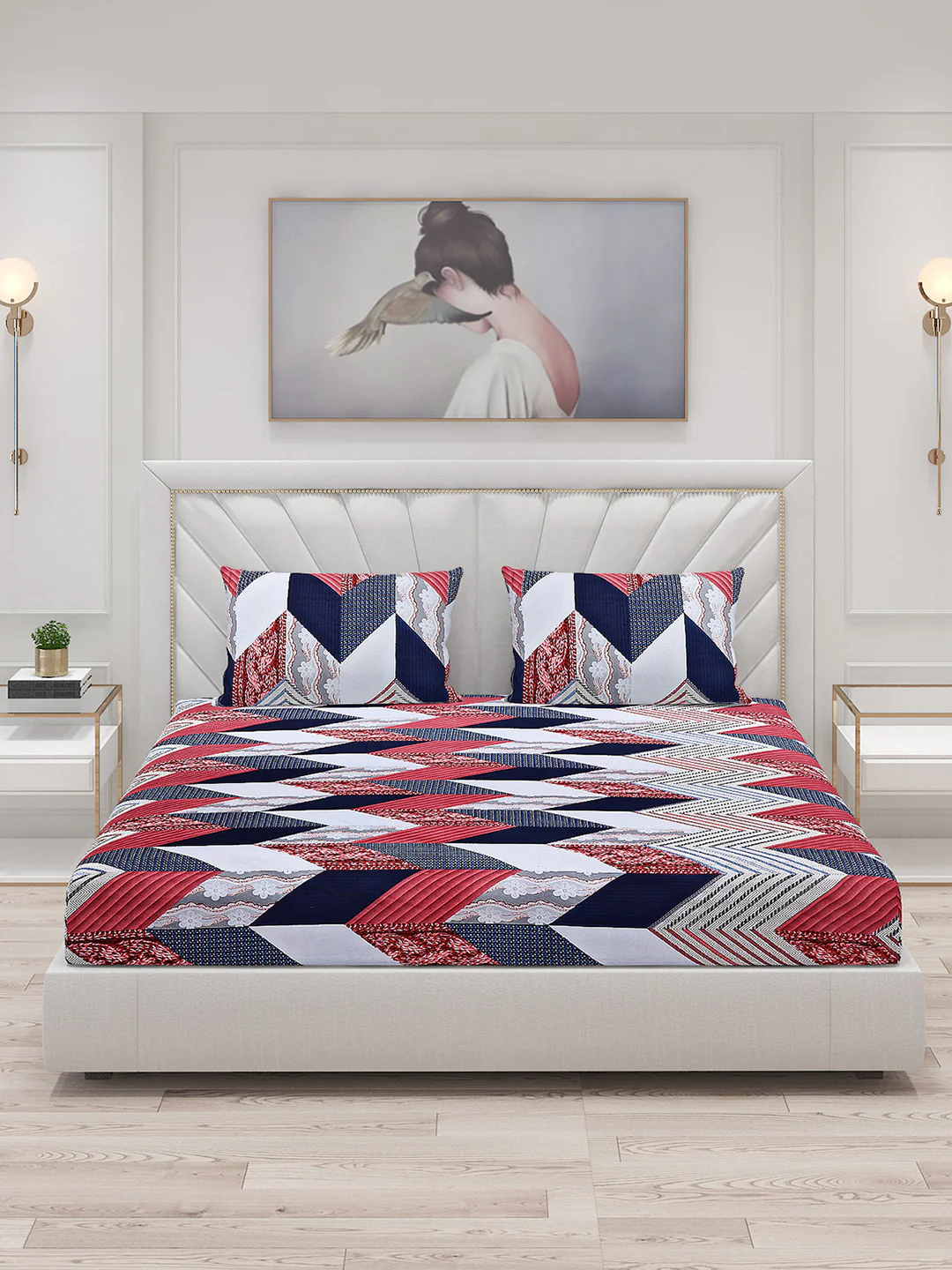 125 GSM Polyester Double Bed Bedsheet with 2 Pillow Covers - Image 3