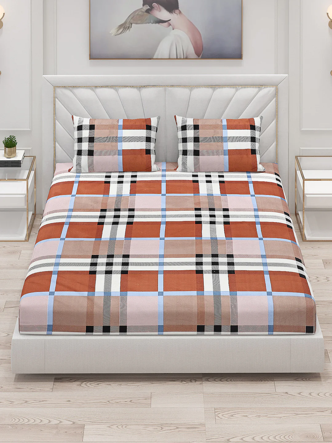 125 GSM Polyester Double Bed Bedsheet with 2 Pillow Covers - Image 2