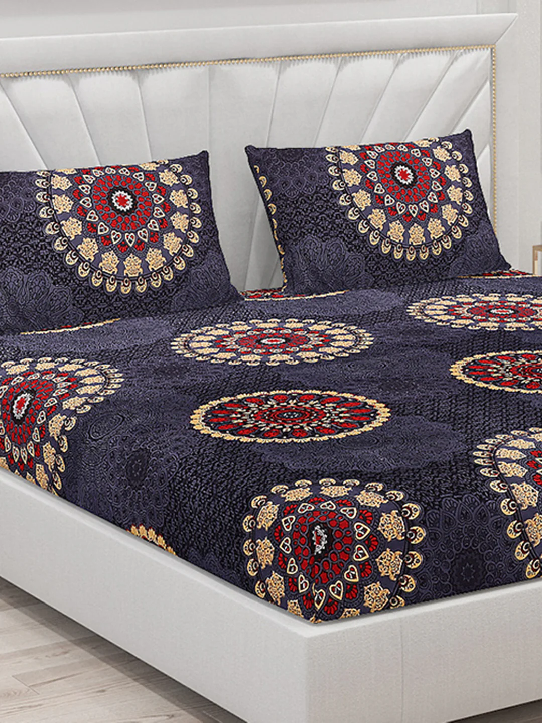 125 GSM Polyester Double Bed Bedsheet with 2 Pillow Covers - Image 5