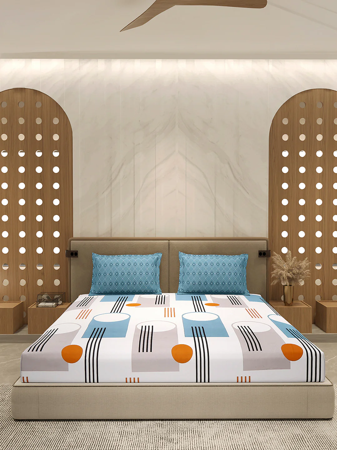 130 GSM Polyester Double Bed 1 Bedsheet with 2 Pillow Cover (Immortal) - Image 3