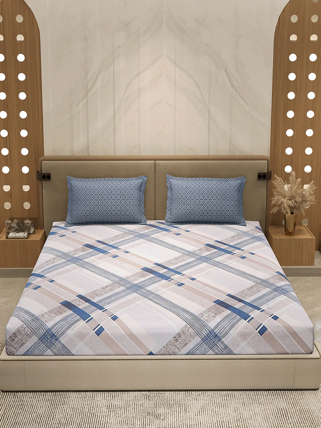 130 GSM Polyester Double Bed 1 Bedsheet with 2 Pillow Cover (Immortal) - Image 2