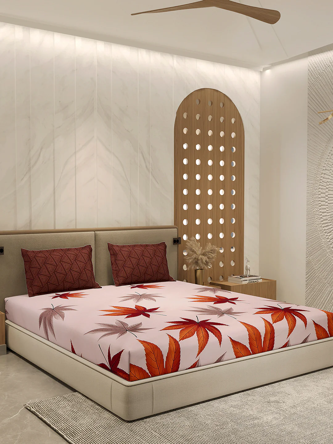 130 GSM Polyester Double Bed 1 Bedsheet with 2 Pillow Cover (Immortal) - Image 4