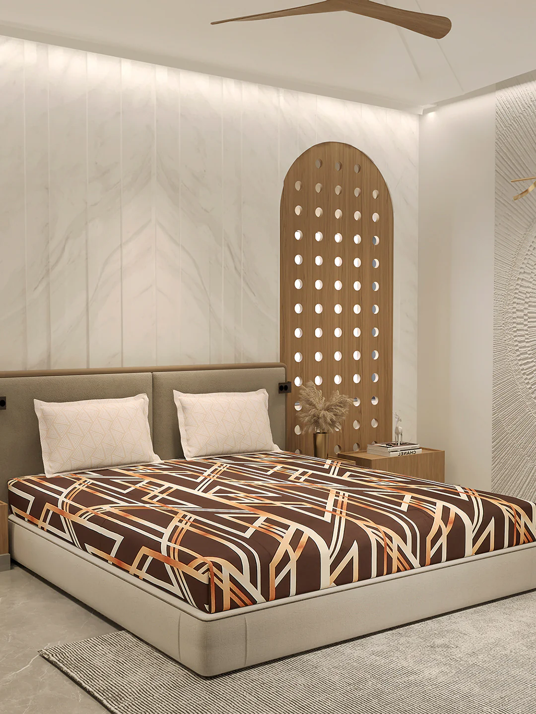 130 GSM Polyester Double Bed 1 Bedsheet with 2 Pillow Cover (Immortal) - Image 4