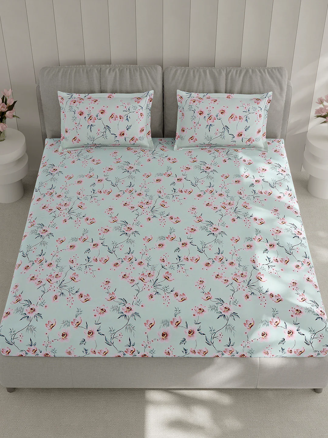 130 GSM Polyester Double Bed 1 Bedsheet with 2 Pillow Covers (Fashnik) - Image 2