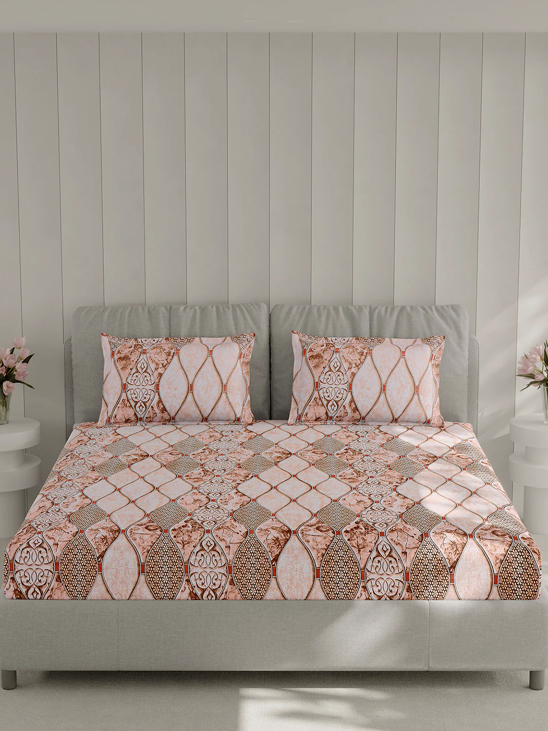 130 GSM Polyester Double Bed 1 Bedsheet with 2 Pillow Covers (Fashnik) - Image 3