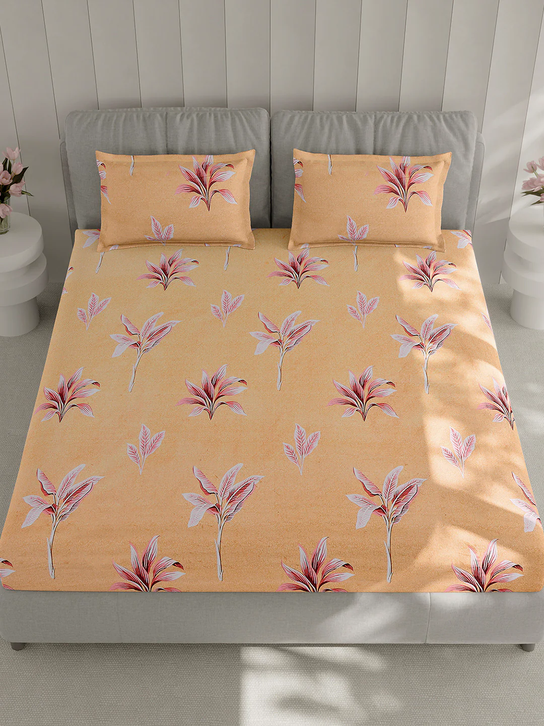 130 GSM Polyester Double Bed 1 Bedsheet with 2 Pillow Covers (Fashnik) - Image 2