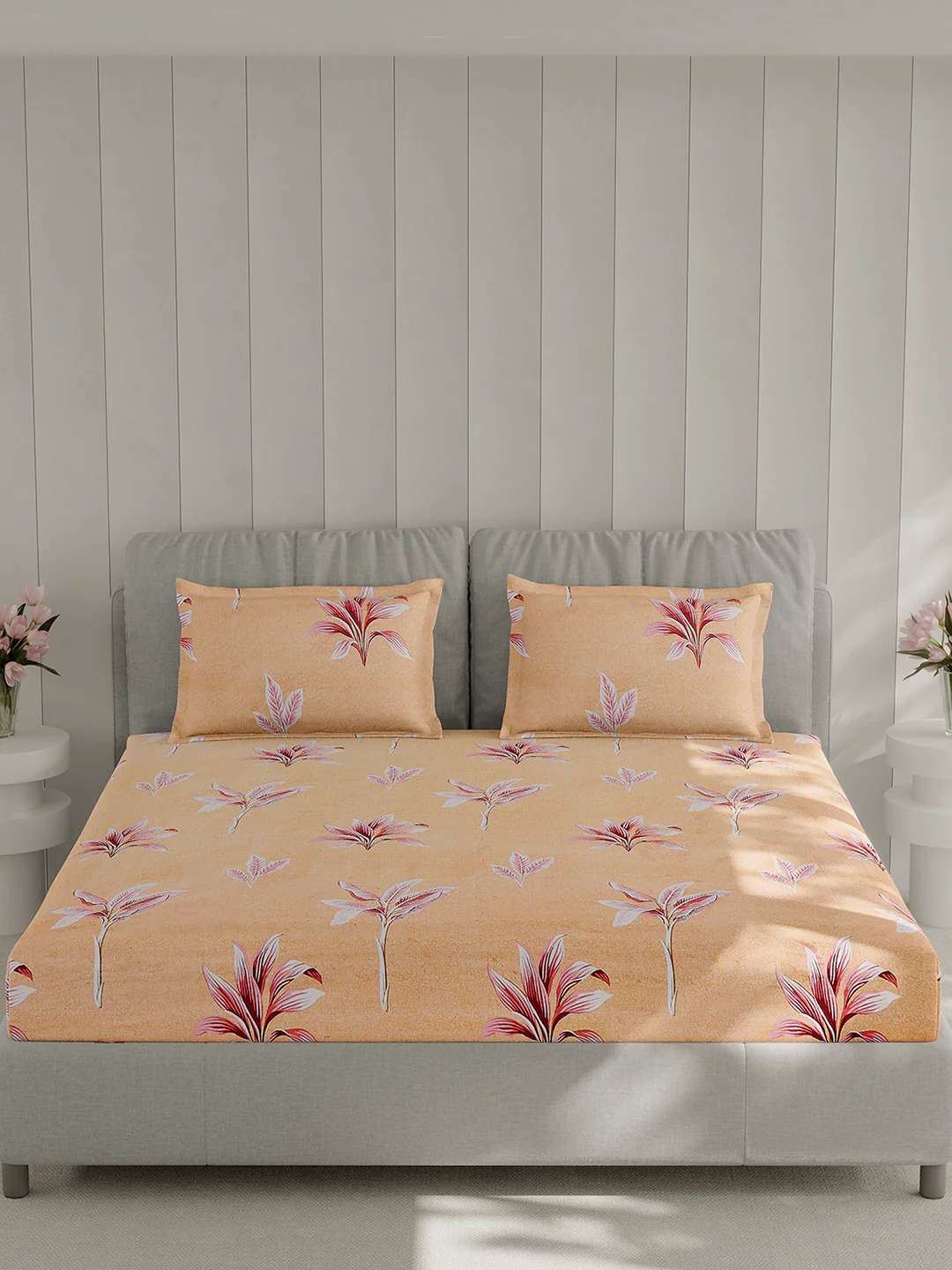 130 GSM Polyester Double Bed 1 Bedsheet with 2 Pillow Covers (Fashnik) - Image 3