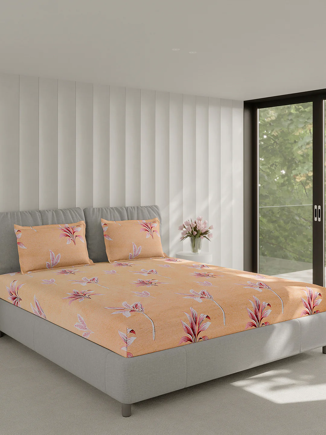 130 GSM Polyester Double Bed 1 Bedsheet with 2 Pillow Covers (Fashnik) - Image 4