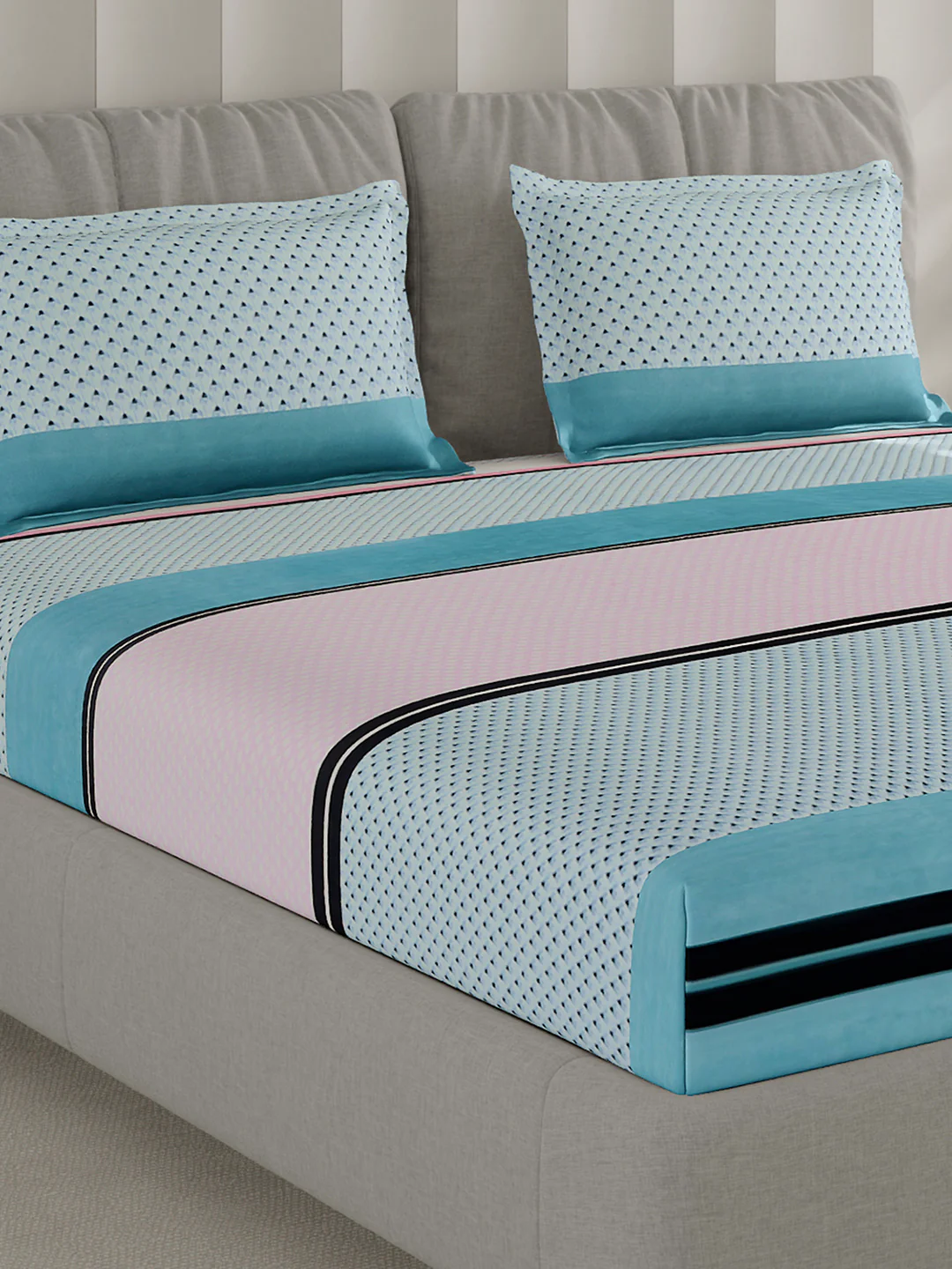 130 GSM Polyester Double Bed 1 Bedsheet with 2 Pillow Covers (Fashnik)