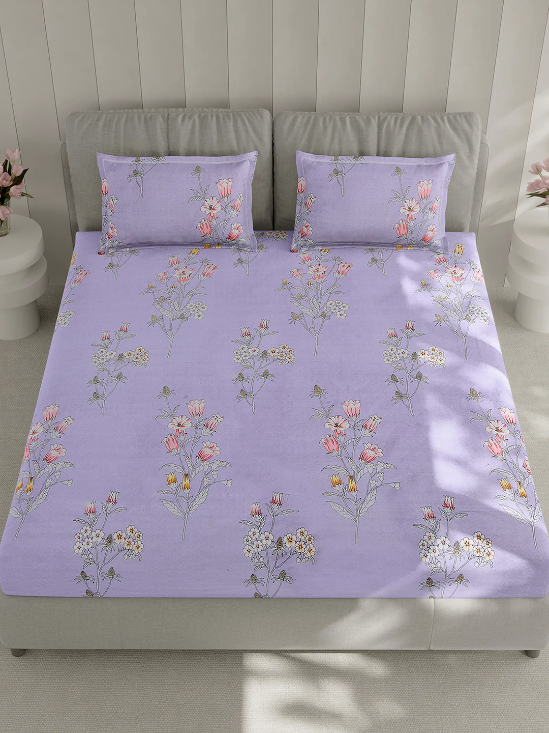 130 GSM Polyester Double Bed 1 Bedsheet with 2 Pillow Covers (Fashnik) - Image 2