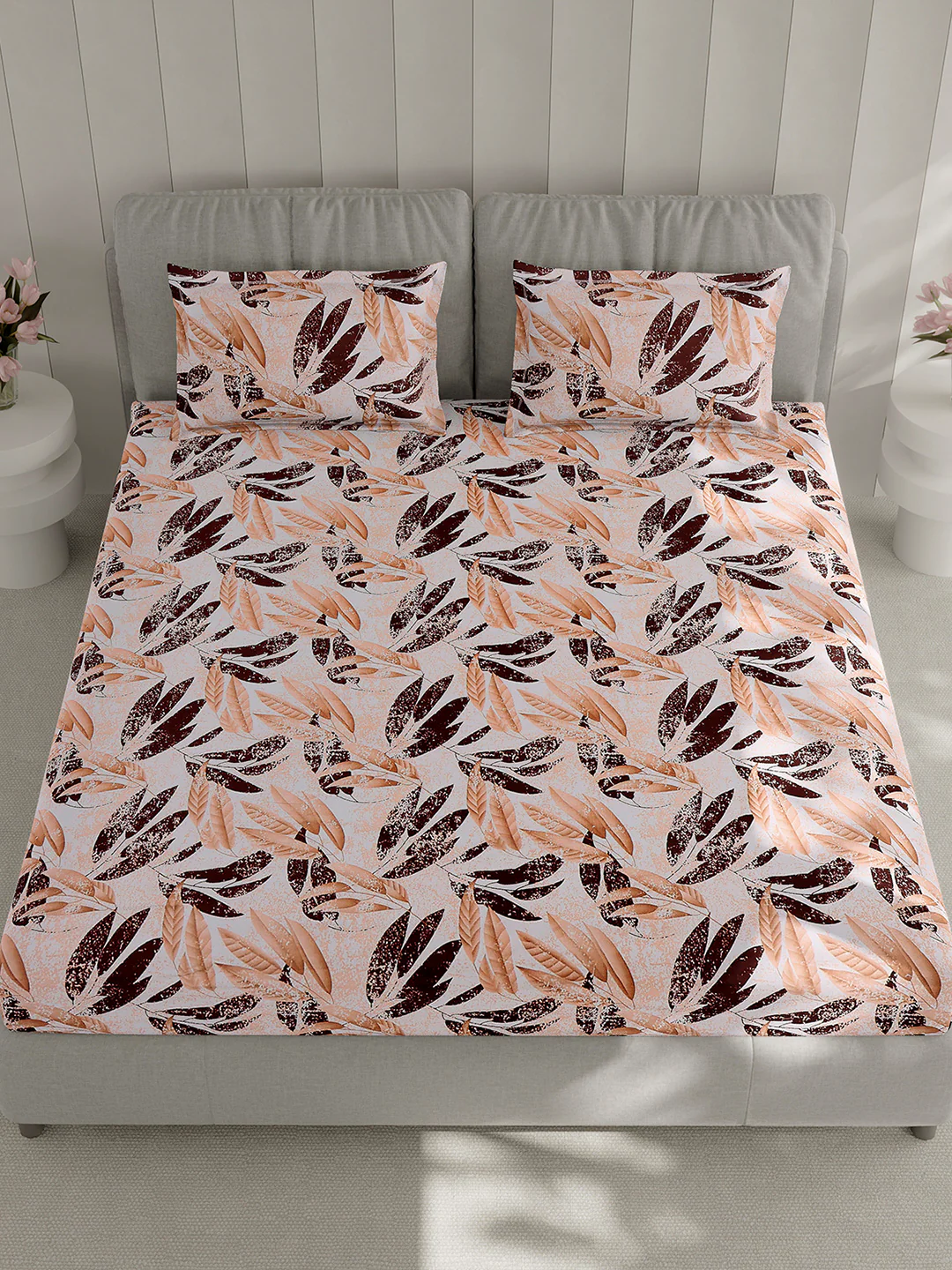 130 GSM Polyester Double Bed 1 Bedsheet with 2 Pillow Covers (Fashnik) - Image 2