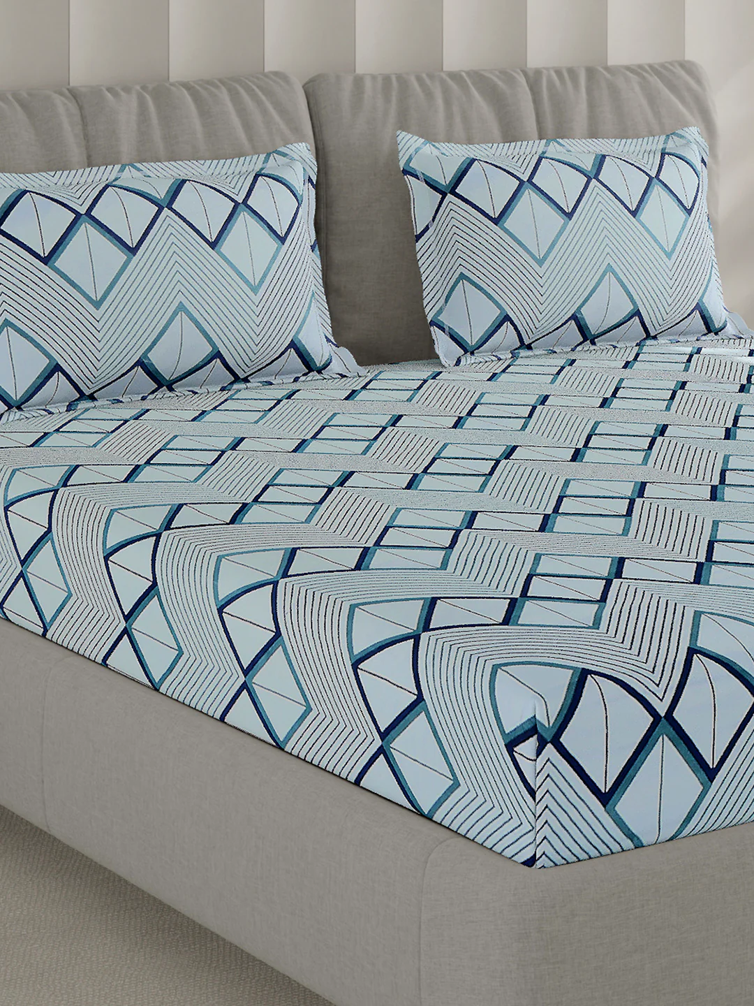 130 GSM Polyester Double Bed 1 Bedsheet with 2 Pillow Covers (Fashnik)