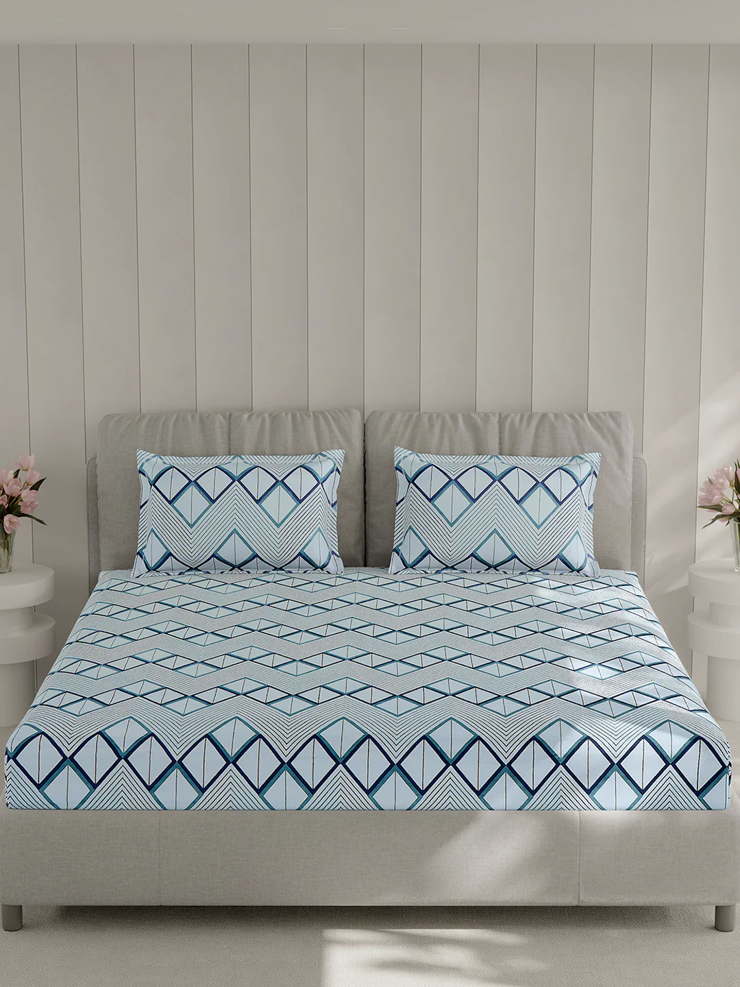 130 GSM Polyester Double Bed 1 Bedsheet with 2 Pillow Covers (Fashnik) - Image 3