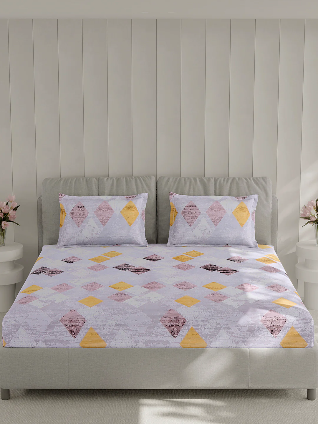 130 GSM Polyester Double Bed 1 Bedsheet with 2 Pillow Covers (Fashnik) - Image 3